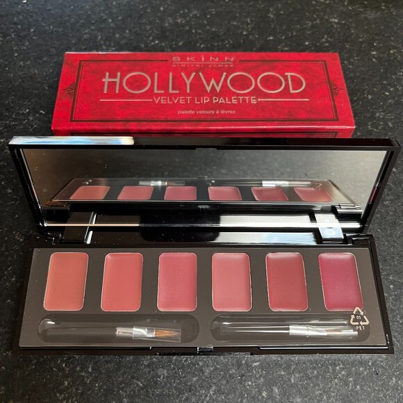 SKINN Hollywood Velvet Lip Palette Dimitri James Six Shades 2 Brushes New in Box - Picture 1 of 4